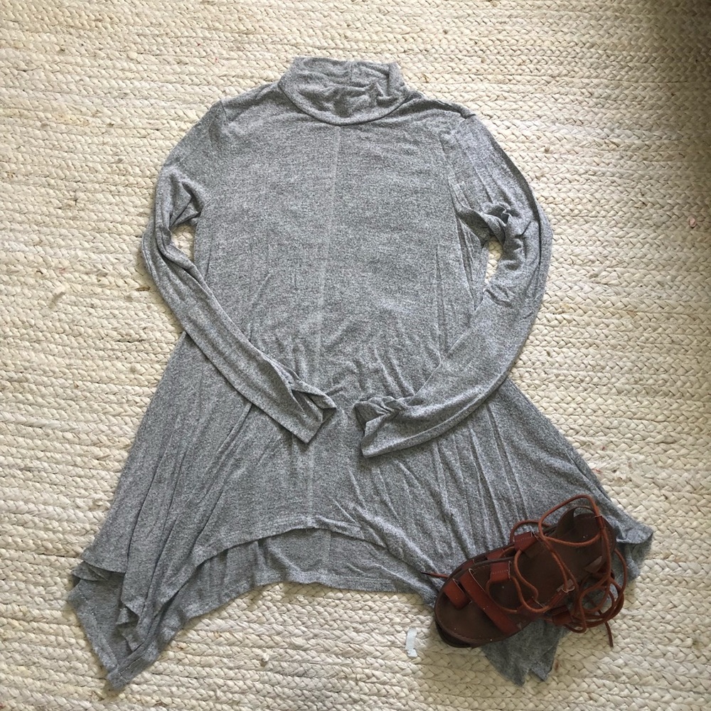 Gray swing long sleeve tunic turtle neck shirt L